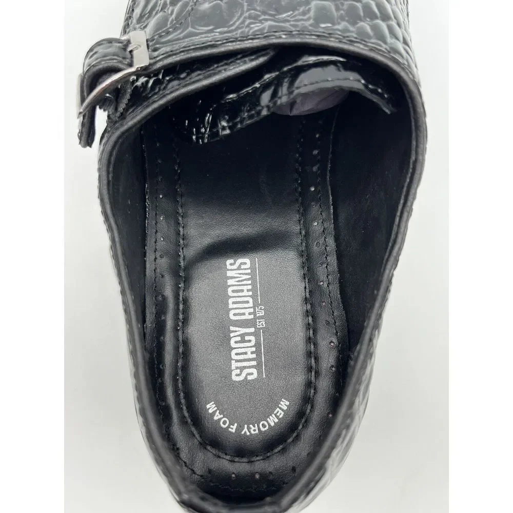 Stacy Adams Golato Black Men Size 11.5M Monk Strap Leather Croc Print - Picture 8 of 16